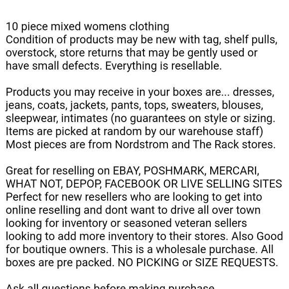 10 Piece Women's Clothing NORDSTROM WHOLESALE LIQUIDATION BOX for RESELLER NEW - Picture 3 of 3